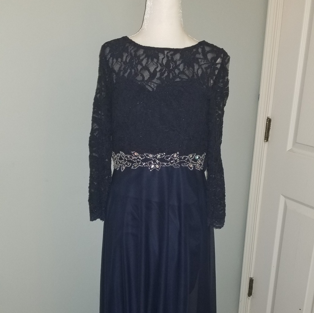 Navy lace gown